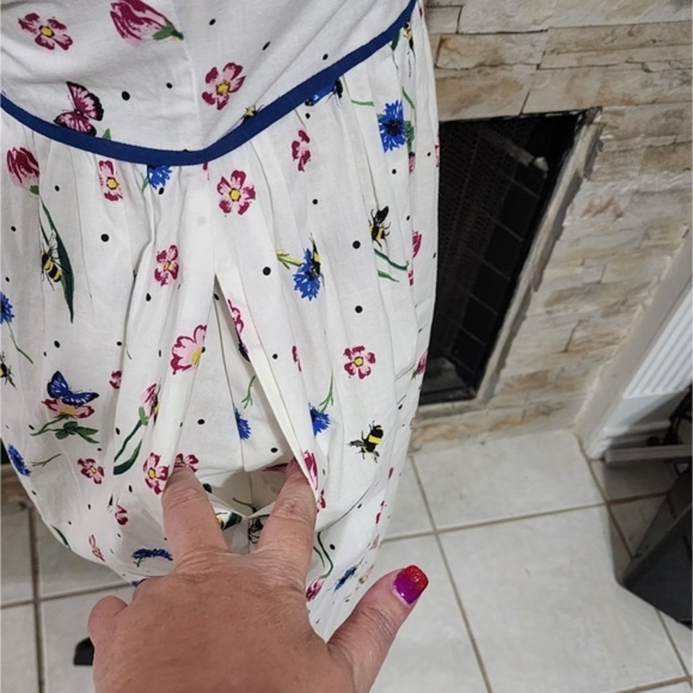 Yumi 40s 50s Vintage Vibes Floral Bumblebee Razorback Midi Dress Size 4 New!!! View 6